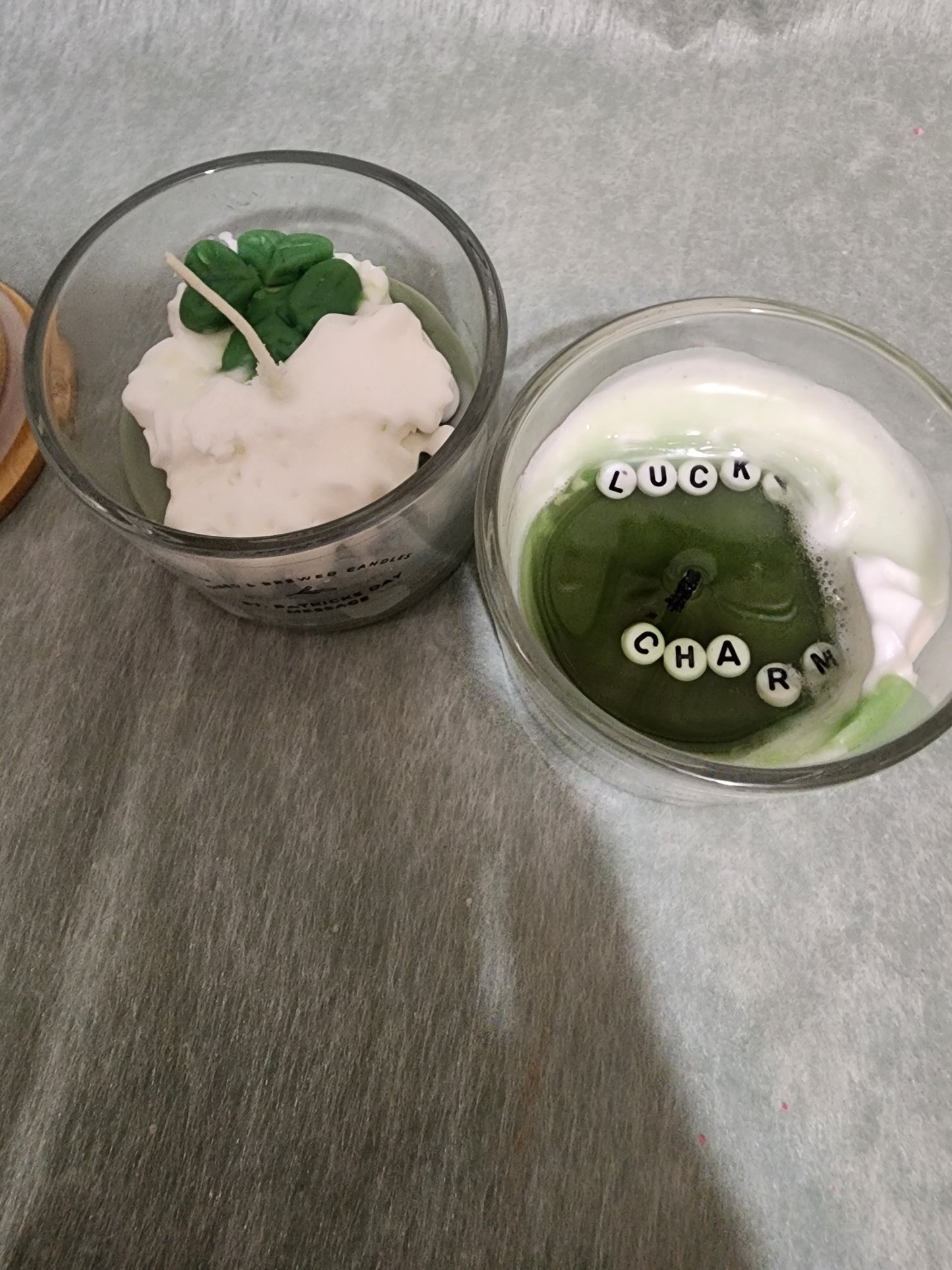 St. Patricks day message in a candle