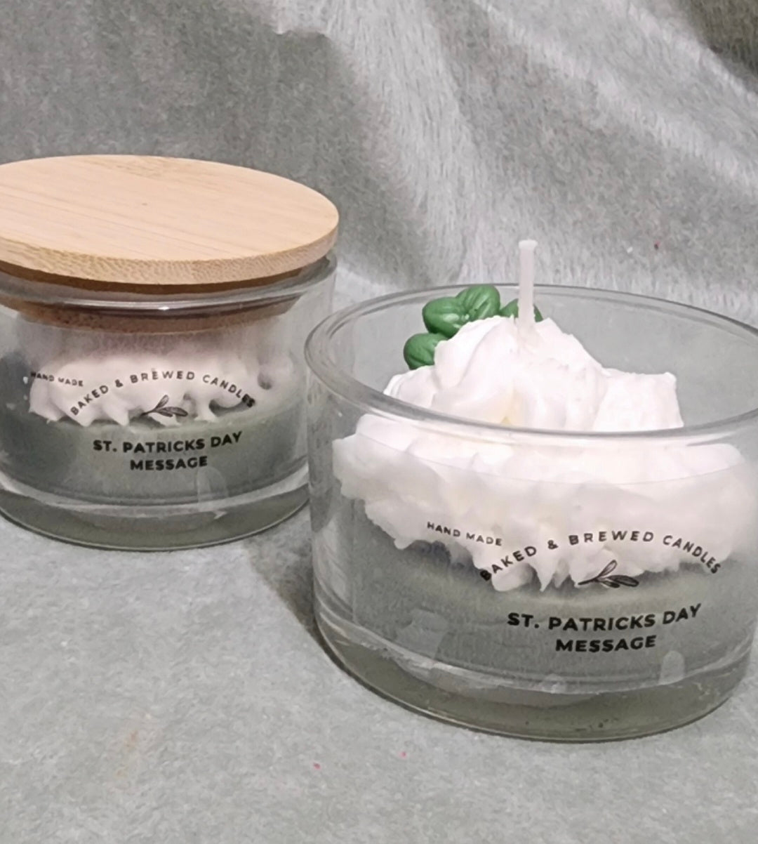 St. Patricks day message in a candle